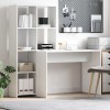 Birou Alb vidaXL cu Raft, Lemn Compozit, 138.5x55x143 cm, Modern, Birou Calculator, Interior