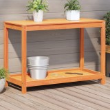 vidaXL Masă plantare cu raft maro ceruit 108x50x75 cm lemn masiv pin