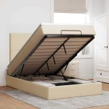 vidaXL Cadru de pat otoman cu saltea crem 120x190cm stofa 3313062