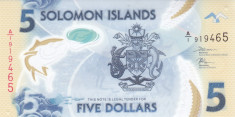 Bancnota Insulele Solomon 5 Dolari (2019) - PNew UNC ( polimer ) foto