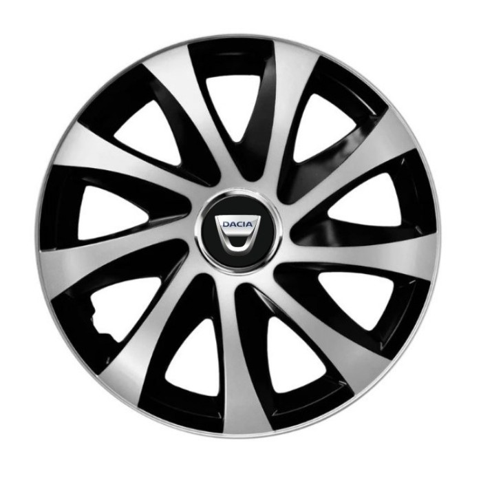 Set 4 capace roti Drift exrta Gri-Negru R15 pentru gama auto Dacia