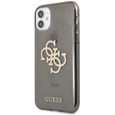 Husa Piele Guess Big 4G Full Glitter pentru Apple iPhone 11, Neagra GUHCN61PCUGL4GBK