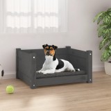 VidaXL Pat pentru c&acirc;ini, gri, 55,5x45,5x28 cm, lemn masiv de pin