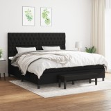 Cumpara ieftin Gossi pat box spring cu saltea, negru, 200x200 cm, textil