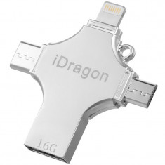 Stick USB-C 16GB iUni iDragon 4 in 1 Lightning, MicroUSB, Type-C, USB, Smartphone iOS si Android foto