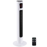 HOMCOM Ventilator Turn 45W cu 3 Moduri și 3 Viteze cu Cronometru 12h, Ventilator de Podea ABS cu Telecomandă, &Oslash;32x96 cm, Alb-Negru | Aosom Romania