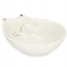 Castron, bol, pentru caine, pisica, ceramica, alb, model pisica, 15x11x5 cm,Castron, bol, pentru caine, pisica, ceramica, alb, model pisica, 15x11x5 c foto