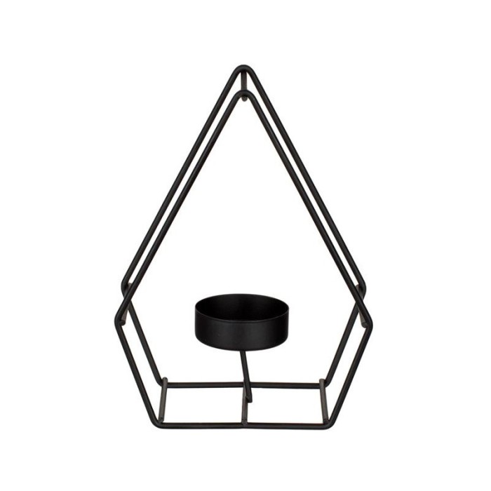 Suport Lumanare din metal, negru, 9.5x19 cm, ATU-081352