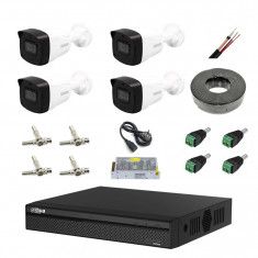 Kit supraveghere 4 camere 8MP 4K cu IR 80m, microfon, DVR Dahua , accesorii incluse SafetyGuard Surveillance