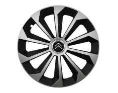Set 4 capace roti Fame Gri-Negru cu inel R15, pentru gama auto Citroen