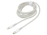 Cablu USB 2.0 Apple Lightning și USB C 2m alb textil, Baseus