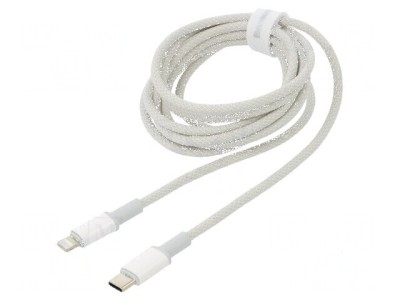 Cablu USB 2.0 Apple Lightning și USB C 2m alb textil foto