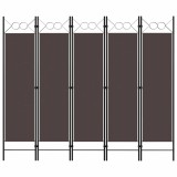 Cumpara ieftin Paravan de camera cu 5 panouri, maro, 200 x 180 cm