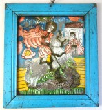 "Sfantul Gheorghe" icoana pe sticla Scheii Brasovului sec 19