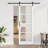 Ușă glisantă vidaXL cu set de accesorii &#039;ORKDAL&#039;Lemn masiv alb și sticlă, Ușă interioară vidaXL cu sticlă &#039;ORKDAL&#039;Alb 83x232x4 cm