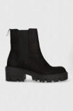 Charles Footwear cizme din piele intoarsa Diana femei, culoarea negru, cu platforma, Diana.Boots.Black