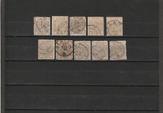 RO - 1890/91 LP 47 h - CIFRA IN PATRU COLTURI LOT 10 TIMBRE STAMPILATE 15 BANI