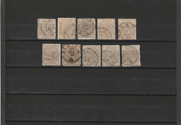 RO - 1890/91 LP 47 h - CIFRA IN PATRU COLTURI LOT 10 TIMBRE STAMPILATE 15 BANI