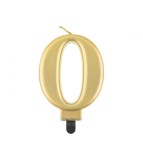 Lumanare aniversara model cifra, roz auriu metalic 8 cm-Tip Cifra 0