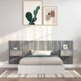 VidaXL Tăblie de pat cu dulapuri, gri sonoma, lemn prelucrat 3115682