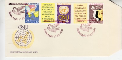 C12 - FDC Romania - ONU - nedantelatE - LP532 - 1961 foto
