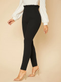 Pantaloni cu model si talie inalta, Tall, negru, dama, Shein