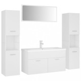 Cumpara ieftin Set mobilier de baie, alb, lemn prelucrat