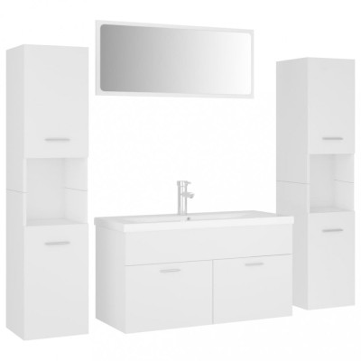 Set mobilier de baie, alb, lemn prelucrat foto