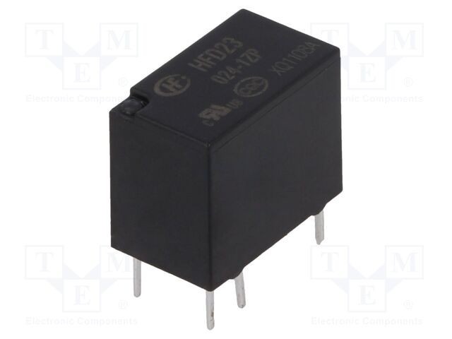 Releu electromagnetic SPDT 24VDC 2A 0,5A/125VAC PCB HONGFA RELAY