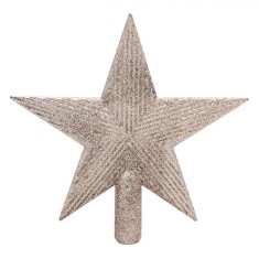 V&acirc;rf Brad Crăciun, Stea, Sclipici, Bej, 22 cm, Plastic