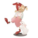 Cumpara ieftin Figurina Gnom si Iepuras metal multicolor 40x15x55 cm
