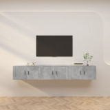 Dulapuri TV montate pe perete, 3 buc., gri beton, 80x34,5x40 cm GartenMobel Dekor, vidaXL