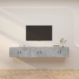 Cumpara ieftin Dulapuri TV montate pe perete, 3 buc., gri beton, 80x34,5x40 cm