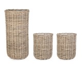 Cumpara ieftin Set 3 cosuri ratan gri Jefri 2 x &oslash;45x50h; 1 x &oslash;60x110h