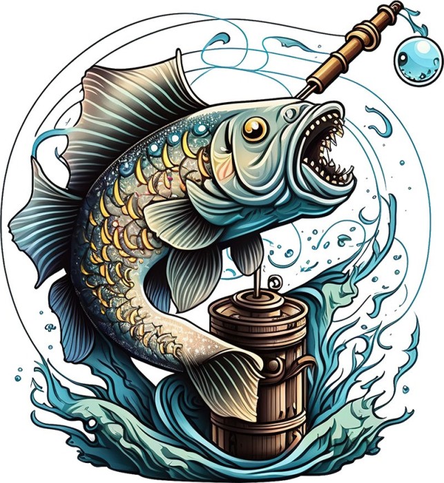 Sticker decorativ, Peste, Albastru, 65 cm, 1273STK-4