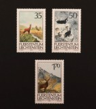 Liechtenstein 1986 - Set Complet de 3 Mărci Poștale "Faună Alpina Protejată" (Alpenfauna / Capra Neagră &amp; Cerbul) - Cod: -A992