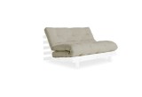 Canapea Extensibila 2 locuri, stofa si cadru lemn de pin, Roots 140 White Linen, l140xA108xH84 cm