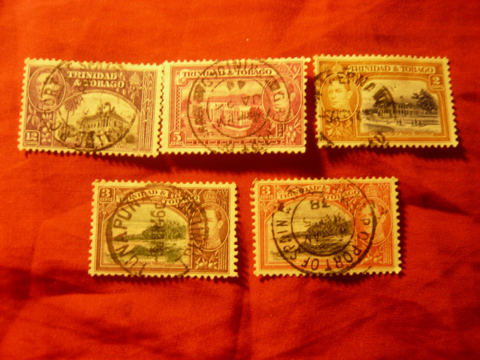 Serie mica Trinidad Tobago 1940 George VI , 5 val. stampilate