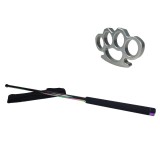 Set Autoaparare: Baston Telescopic 66cm Otel + Box Argintiu 1cm Ideallstore, Multicolor