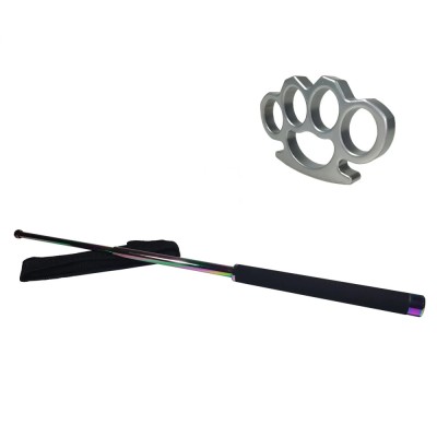 Set baston telescopic 66 cm + box argintiu 1 cm grosime foto