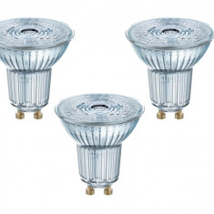 Set 3 becuri LED Osram cu baza GU10, inlocuitor pentru 50W, alb cald 2700 Kelvin - RESIGILAT
