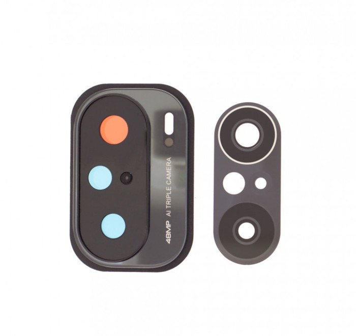 Geam Camera Xiaomi Poco F3, Negru + Rama
