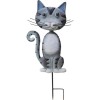 Decoratiune gradina, MagicHome, pisica, cu tarus, metalica, gri, 25.5x3.5x61 cm, Magic Home