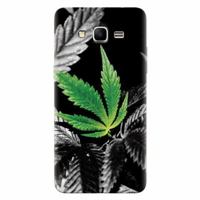 Husa silicon pentru Samsung Grand Prime, Trippy Pot Leaf Green foto