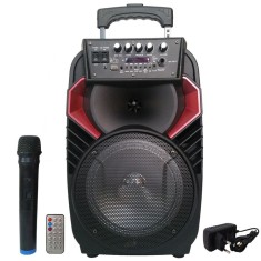 Boxa tip troler, 300 W, 1800 mAh, USB, microfon wireless, Bluetooth, Efecte luminoase LED