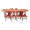 Set masa plianta 12 persoane, Pal Melaminat, insertii lemn masiv, 274x75x78 cm si 6 scaune pliante, tapiterie piele ecologica, cires