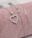Colier Argint 925 Love Hearts, 2.7g, 45cm, Alb Transparent. Argintboutique ARG257