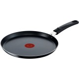 Tigaie pentru clatite Tefal Simplicity+, invelis antiaderent, indicator Thermo-Signal, baza Diffusion, maner nituit, 25 cm, negru