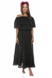 Rochie lunga neagra din panza topita Anuca, L, M, S, XL, Negru, Straie