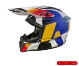 Casca copii Motocross - Enduro pentru motocicleta, ATV, bicicleta - marimea XS (47-48 cm), alba cu design galben-albastru